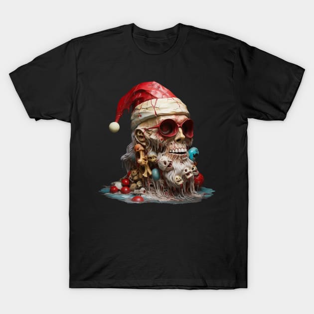 Zombie Santa Sticker T-Shirt by acrylicpainterr